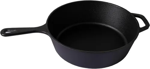 Miniatura 6 de Sartén de hierro fundido (extra profundo) – 10.25 pulgadas con tapa de sartén, sartenes + fundas de soporte de mango de silicona – Utensilios