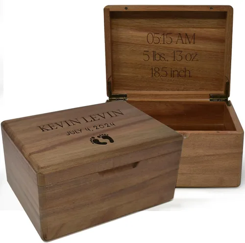 Miniatura 80 de Caja de madera grabada personalizada grande – Caja de recuerdo de madera de acacia con mensaje oculto personalizado, cajas de memoria de nogal