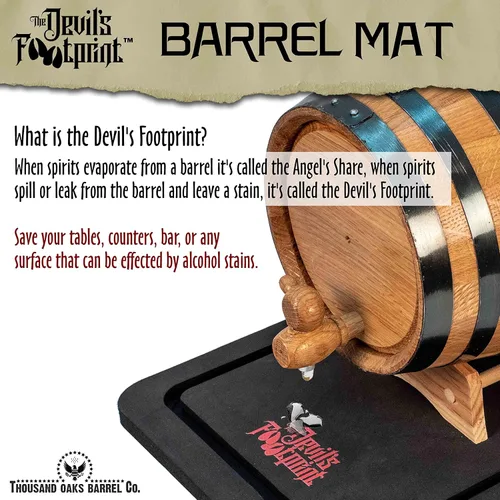 Miniatura 2 de Devil's Footprint Barrel Mat (para barriles de 10 a 20 litros) – Para barriles de whisky mini, barriles de vino envejecidos de roble – Evita manchas