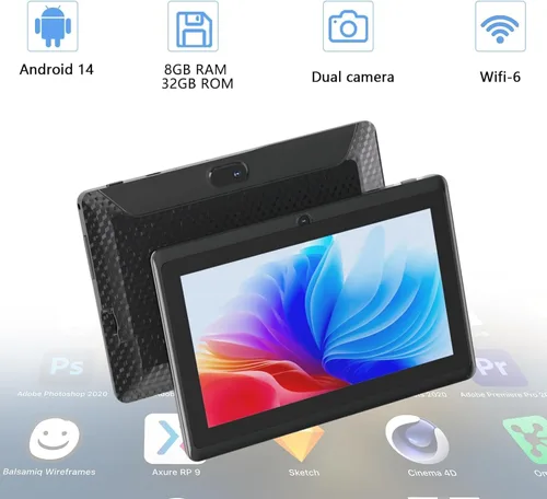 Miniatura 3 de CUPEISI Tablet Android 14, tableta de 7 pulgadas con funda, 8 GB de RAM+32 GB de ROM/1 TB Tableta expandible, 1.6 GHz, computadora con procesador