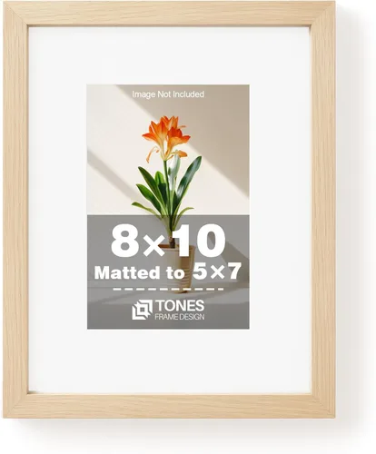 Miniatura 34 de TONES FRAME DESIGN Juego de 2 portarretratos de 5 x 7 pulgadas con acabado de chapa de madera maciza de roble de 5 x 7 pulgadas con paspartú de 4 x