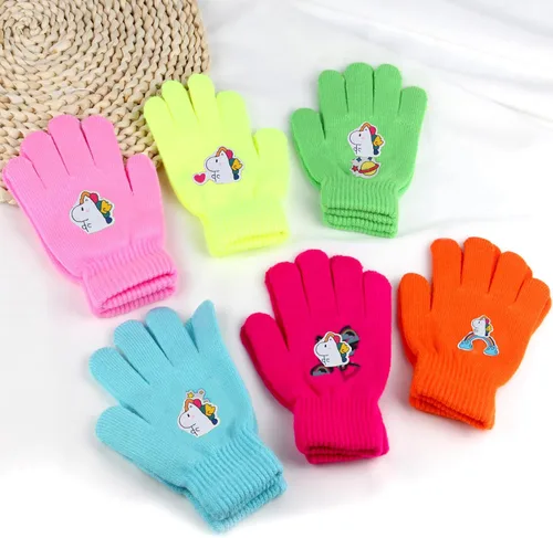 Miniatura 37 de Hicdaw 6 pares de guantes de invierno para niños, guantes de punto elásticos y cálidos para niños o niñas