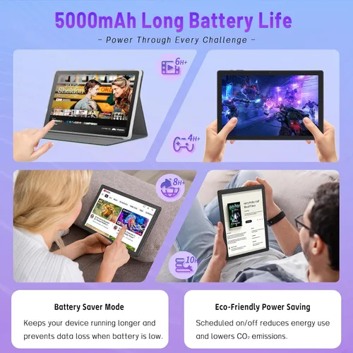 Miniatura 6 de Tabletas Android 15, tableta Android de 10.1 pulgadas con 8 GB de RAM y 64 GB de ROM, ampliable a 1 TB, procesador Octa-Core, pantalla HD IPS, WiFi