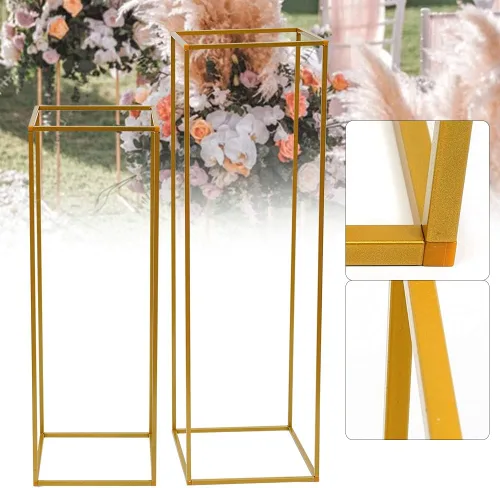 Miniatura 7 de Soporte de metal para flores de boda, jarrón de piso, columna de flores, soporte geométrico para centros de mesa, arreglos florales de mesa