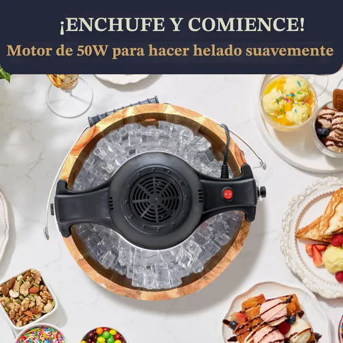 Miniatura 4 de Elite Gourmet EIM916X máquina para hacer helados eléctrica estilo antiguo con cubeta de madera vintage de 6 cuartos de la serie Appalachian, incluye