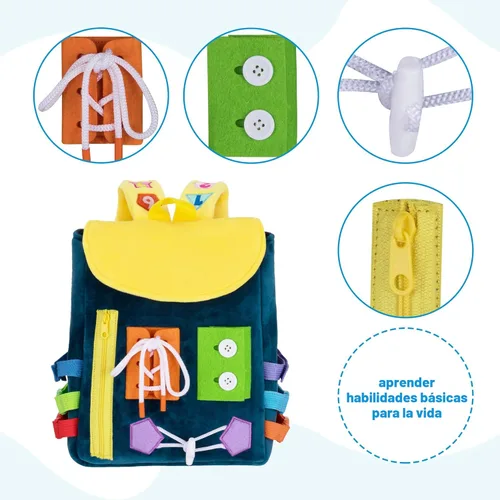 Miniatura 3 de Busy Board - Mochila para niños pequeños con hebillas y juguetes de actividades de aprendizaje, desarrolla habilidades motoras finas y habilidades