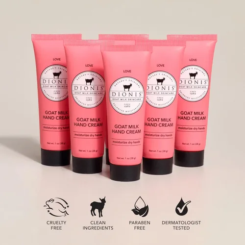 Miniatura 2 de Dionis Crema de manos de leche de cabra – Loción hidratante para piel seca, segura para pieles sensibles – Love 1 oz (paquete de 6)