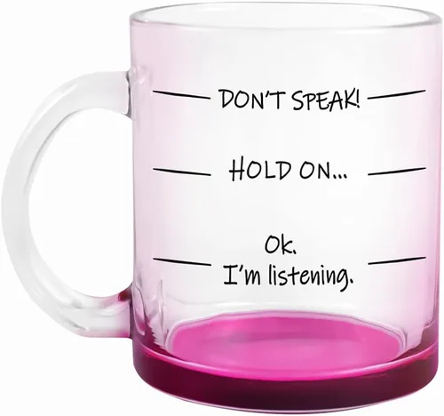 Fatbaby ¡No hables! Taza de café divertida de 11 oz de vidrio, regalo de cumpleaños original para mujeres, esposa, mamá, hija con taza de frases