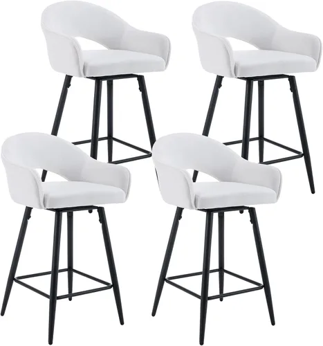 Miniatura 12 de DUOMAY Juego de 2 taburetes de bar giratorios, modernos taburetes de altura de mostrador de 27 pulgadas, silla de isla de cocina tapizada de Blanco