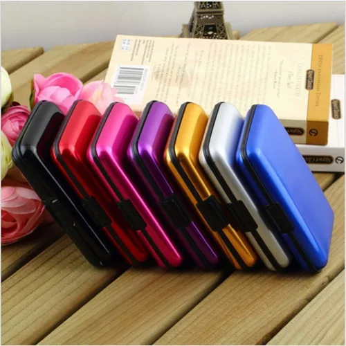 Miniatura 3 de Funda protectora de aluminio para tarjetas de crédito con bloqueo RFID para mujer, tarjetero, Azul