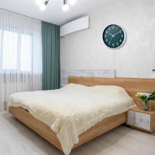 Miniatura 8 de HZDHCLH Reloj de pared verde con pilas, 12 pulgadas, silencioso, sin tictac, moderno, para sala de estar, dormitorio, cocina, oficina, decoración