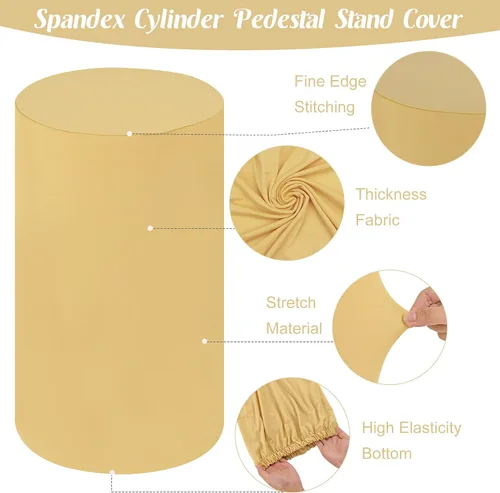 Miniatura 4 de Fivenl Juego de 5 fundas de pie cilíndrico de elastano, juego de 5 fundas elásticas para zócalo, mesa de postre, cubierta de pilares para accesorios
