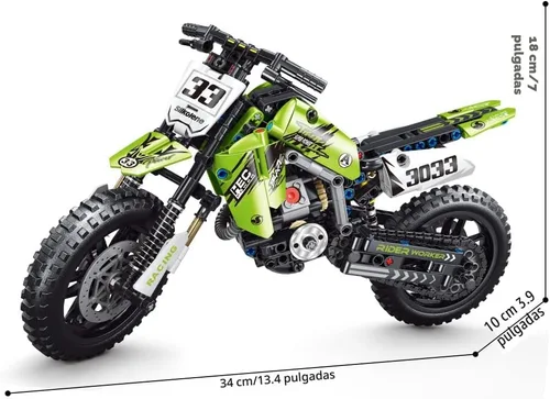 Miniatura 2 de Mesiondy Kit de bloques de construcción de juguete para motocicleta, conjuntos de ladrillos STEM, juguetes para niños y adultos, construye una Verde
