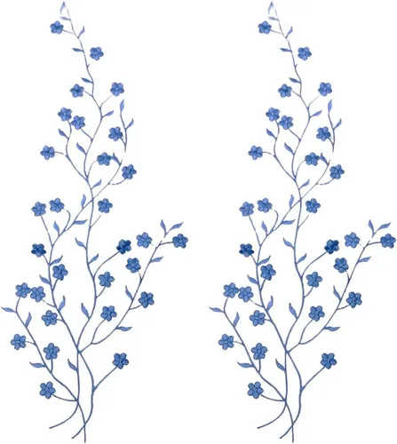Miniatura 9 de 2 piezas bordadas de flores de ciruelo para coser/planchar en parches decorativos florales para coser cuello busto vestido bolsa, falda, mochilas