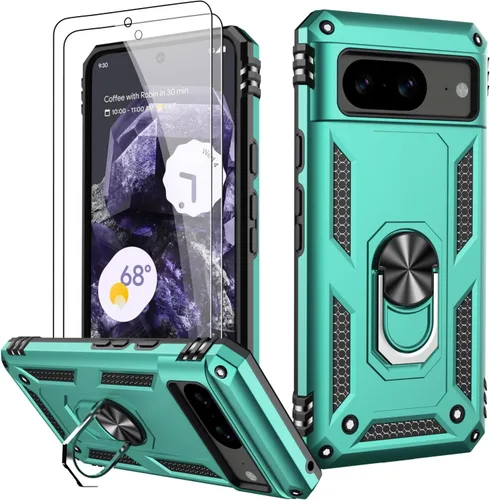 Miniatura 26 de LUMARKE Funda para Google Pixel 5 con protector de pantalla, pasa 16 pies, probada en caídas, grado militar, con soporte de anillo magnético, Rojo