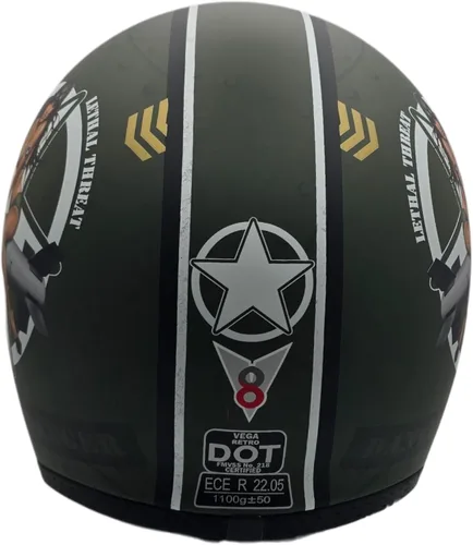 Miniatura 4 de Casco Vega V8 Retro Open Face Casco DOT y ECE de seguridad con espejo cromado (bloquea las ondas dañinas de rayos UV, UVA y UVC) / forros de gamuza