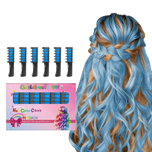 Miniatura 18 de MSDADA Nuevo peine de tiza para el cabello, tinte temporal para niñas y niños con cabello de color claro, tiza lavable para niñas de 4, 5, 6, 7, 8