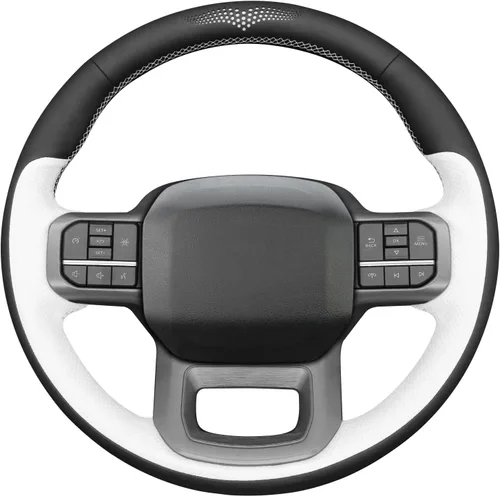 Miniatura 18 de MEWANT Funda de volante de automóvil brillante de fibra de carbono y gamuza cosida a mano para Ford F-150 2021-2023 / F-150 Lightning 2022-2023