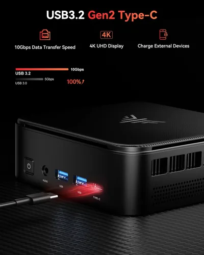 Miniatura 8 de KAMRUI E3B Mini PC con AMD Ryzen 5 7430U (Beat 5500U, hasta 4.3GHz), 16GB LPDDR4X 512GB M.2 SSD, Mini computadora para juegos con USB tipo C