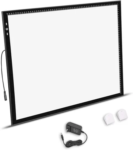 HSK A2 Mesa de Copia con Luz de Trazado para Artistas, Caja de Luz 12V2A Adaptador Atenuable 5000 Lux Botón de Bloqueo/Desbloqueo, Almohadilla de