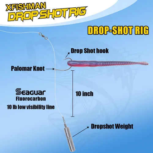Miniatura 2 de Aparejos Drop Shot para Pesca de Lobina Negra, Aparejo Listo con Anzuelos y Pesos de Plomo