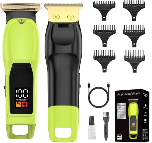 Recortadora de barba para hombres, cortadora de pelo inalámbrica recargable con pantalla LED y diseño colgable, tiempo de funcionamiento de 180