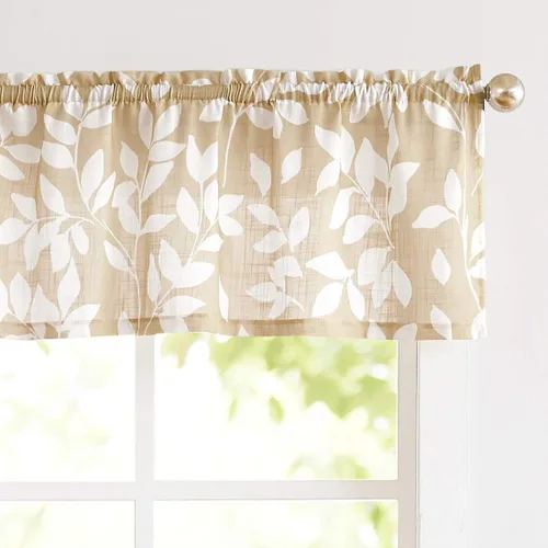 Miniatura 12 de Treatmentex Cortinas azules de cocina de 24 pulgadas con estampado de hojas blancas cortas para ventanas pequeñas, 2 paneles