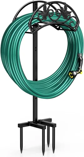 Miniatura 10 de Winpull Soporte para Manguera de Jardín Desmontable de Metal Resistente Colgador de Manguera de Agua, Estante Soporte de Almacenamiento de Manguera