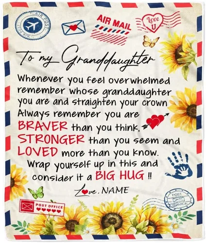 Miniatura 23 de Manta personalizada de baloncesto con texto en inglés "To My Granddaughter from Grandma Grandpa Stay Strong Be Confident Believe in Yourself", manta