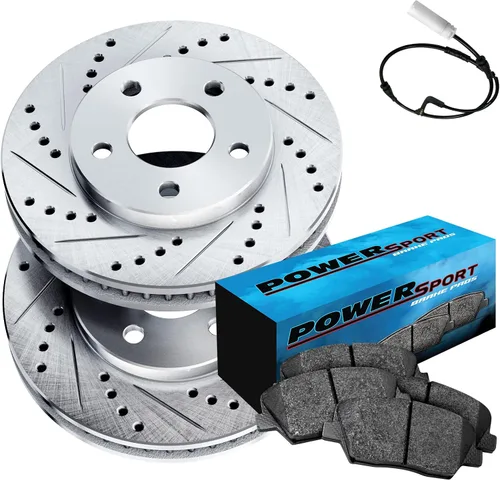 Power Sport Kit de freno trasero para BMW X3 2011-2017; BMW X4 2015-2018| Rotores de freno ranurados perforados | Kit de pastillas de freno y