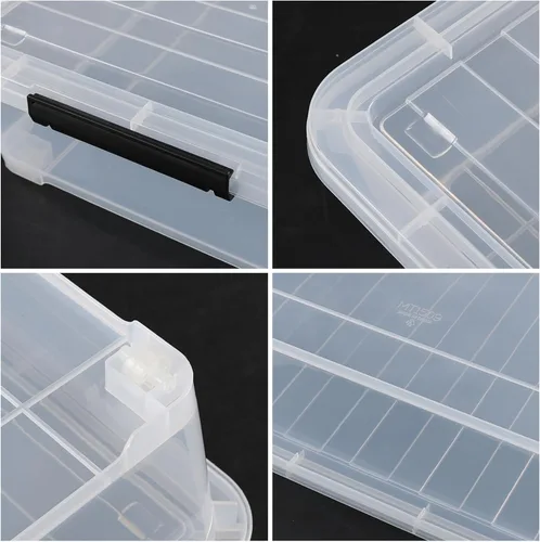Miniatura 4 de Contenedores de almacenamiento de plástico transparente de 40 cuartos de galón, cajas de almacenamiento grandes de plástico con ruedas, 3 paquetes