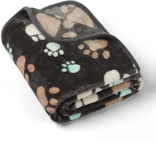 Miniatura 13 de Manta Suave para Perros para Perros Grandes - Manta Mullida para Mascotas para Gatos y Cachorros, Manta Reversible con Diseño de Huellas de Pata gris