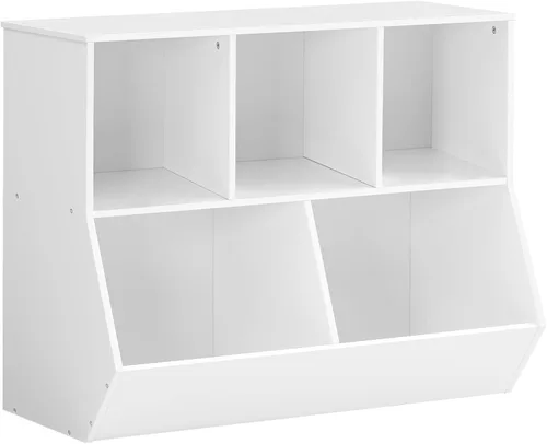 Miniatura 14 de HOOBRO Estantería para niños, estantería con cabecera, cubo de almacenamiento de juguetes, estantería para juguetes de niños, gabinete