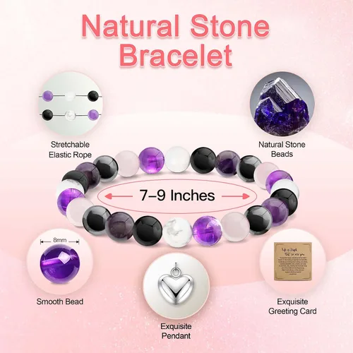 Miniatura 4 de Pulseras de regalo inspiradoras para mujer, pulseras de piedra natural curativa, regalos de recupérate pronto para mujeres, mejores amigas, hermanas
