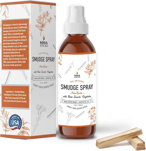Miniatura 12 de SOUL STICKS Spray de Palo Santo y Sándalo para Limpieza y Energía Negativa Spray de Palo Santo 3.5oz con Cristales de Cuarzo Reales Spray