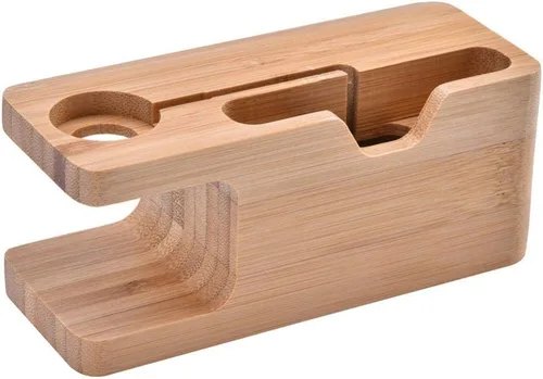 Miniatura 4 de Estación de carga de bambú del teléfono celular Muelle Estación de carga de madera Soporte de teléfono de madera para &