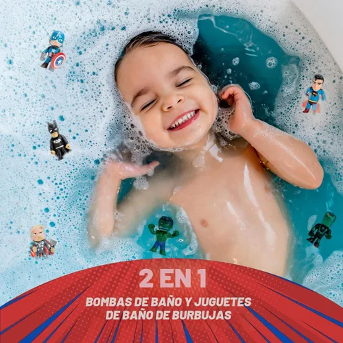 Miniatura 8 de Bombas de baño de superhéroes para niños con juguetes sorpresa en el interior (paquete de 6) - Bomba de burbujas grande para niños, niñas y niños