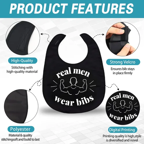 Miniatura 4 de Divertidos baberos para adultos para comer hombres, mujeres, ancianos, protectores de ropa, lavables, babero para adultos mayores