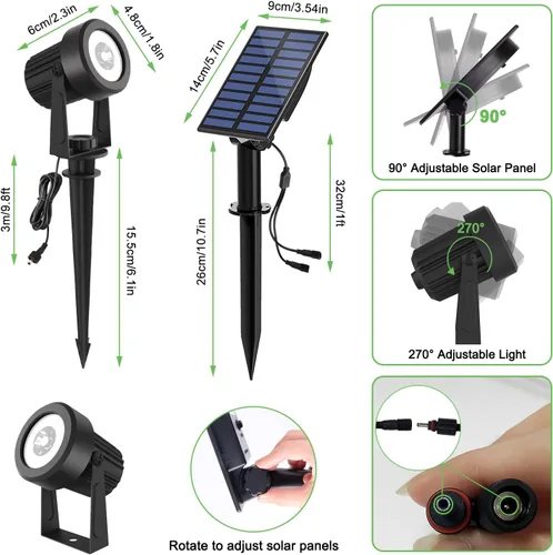 Miniatura 2 de Focos solares impermeables para exteriores, focos de paisaje RGB, iluminación solar decorativa de Navidad para jardín, patio, camino, césped