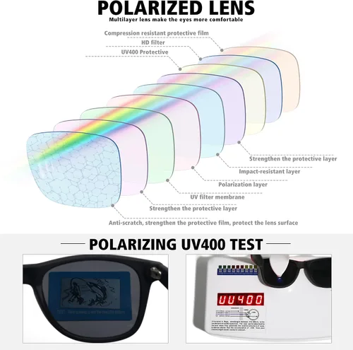 Miniatura 133 de MEETSUN Polarized Sunglasses for Women Men Classic Retro Square Frame Driving Sun Glasses UV Protection