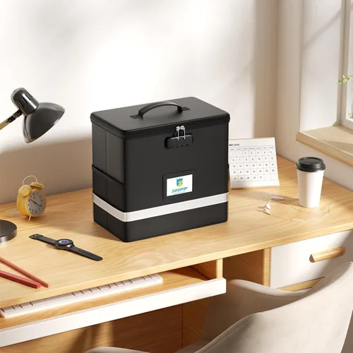 Miniatura 5 de Caja de archivos ignífuga con cerradura, organizador de almacenamiento de caja de documentos, adecuado para colgar carpetas de archivos