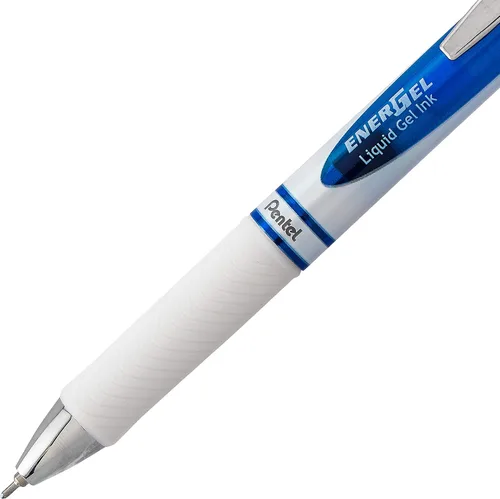 Miniatura 4 de Pentel EnerGel Pearl - Bolígrafo de gel líquido retráctil, punta de aguja (0,7 mm), trazo medio, tinta azul, paquete de 2 unidades (BLN77WBP2C)