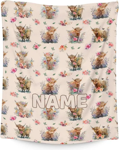 Miniatura 19 de Mercuryelf Highland Cow - Manta suave, mullida y cálida, 30 x 40 pulgadas, manta pequeña para regazo y cuna, color beige, bonito regalo para bebé