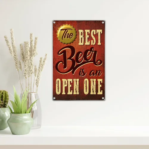 Miniatura 5 de The Best Beer Is An Open One - Letrero de metal para decoración de pared, retro, bar, pub, cocina, hombre, cueva, 8 x 12 pulgadas, arte de aluminio