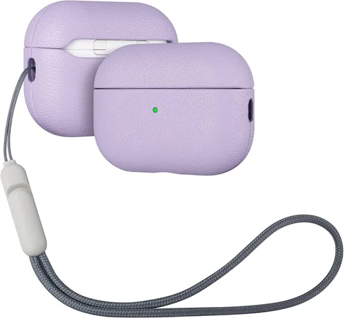 Miniatura 25 de Lopie Funda de piel para AirPods Pro de 2ª generación, azul cian, funda protectora totalmente envuelta con piel de cordero, protección de 360
