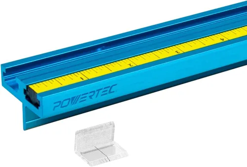 Miniatura 15 de POWERTEC 71169 Pista en T universal de 48 pulgadas con 2 abrazaderas de sujeción, azul anodizado