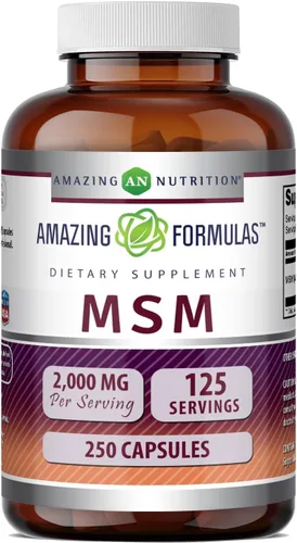 Miniatura 8 de Amazing Formulas MSM (metilsulfonilmetano), suplemento de 2000 mg por porción, cápsulas, sin OMG, sin gluten, fabricado en Estados Unidos