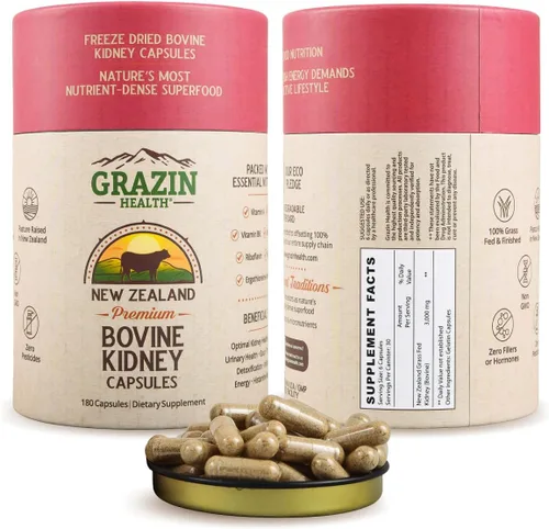 Miniatura 14 de Hígado de res alimentado con pasto de Nueva Zelanda - Liofilizado 3000 mg por porción (500 mg por cápsula) (30 porciones)