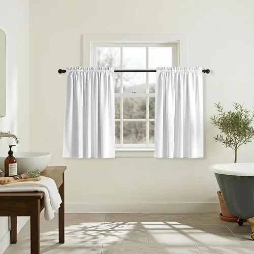 Miniatura 11 de Mrs.Naturall - Cortinas opacas cortas beige para ventanas pequeñas de 18x24 pulgadas de largo