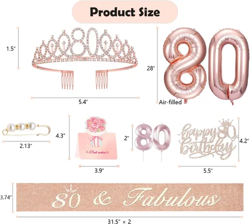 Miniatura 163 de Decoraciones de cumpleaños de 30 años para ella, banda y corona de cumpleaños de 30 años, adorno para pastel de cumpleaños y velas, tarjeta